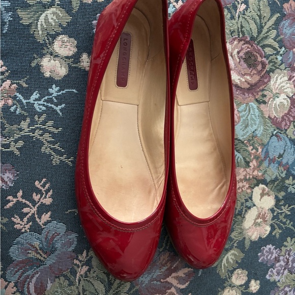 LONGCHAMP Ladies Lipstick Red Patent Leather Ballet Flats Size 38.5 US 7.5 - Picture 15 of 16